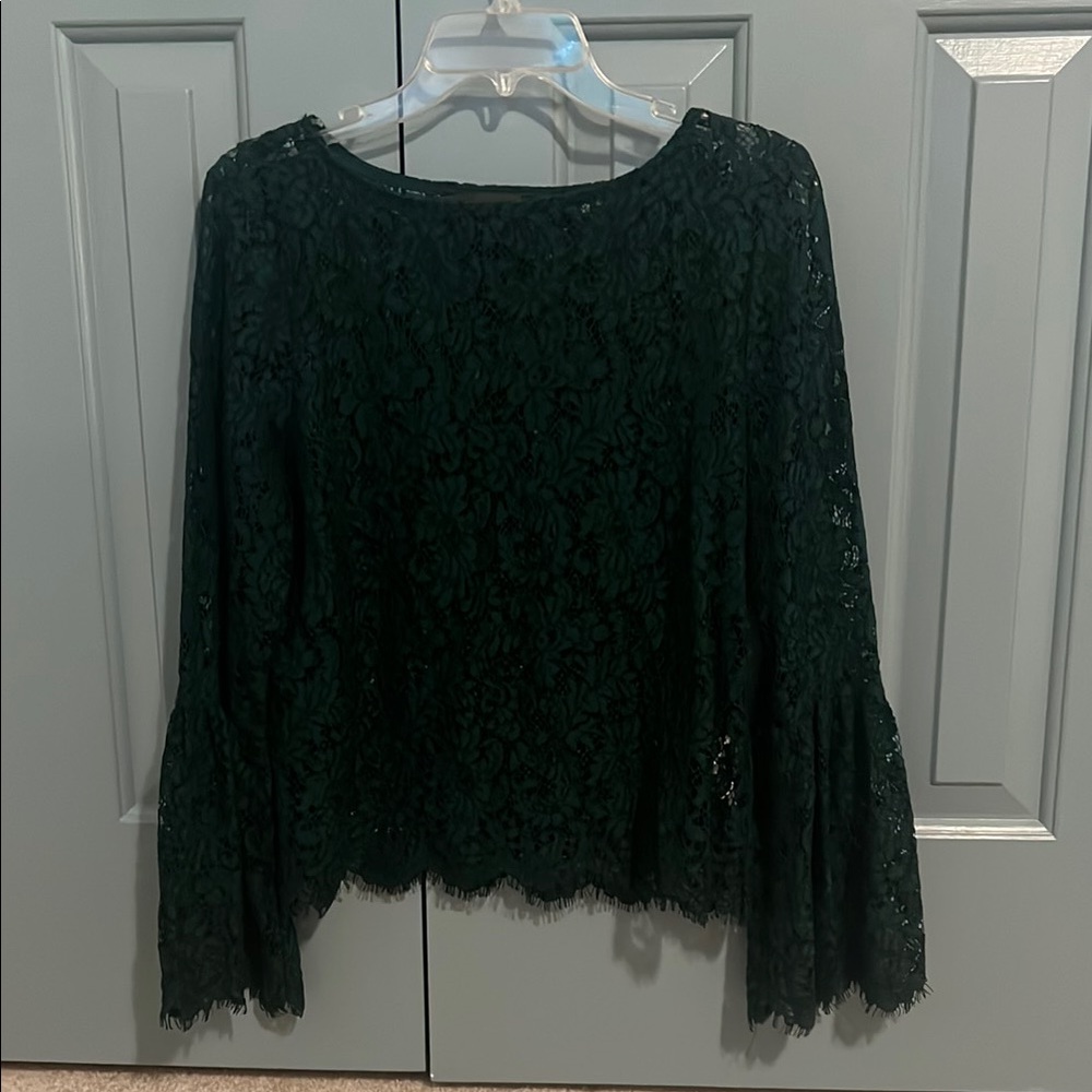 Karen Kane Green Ruffled Blouse